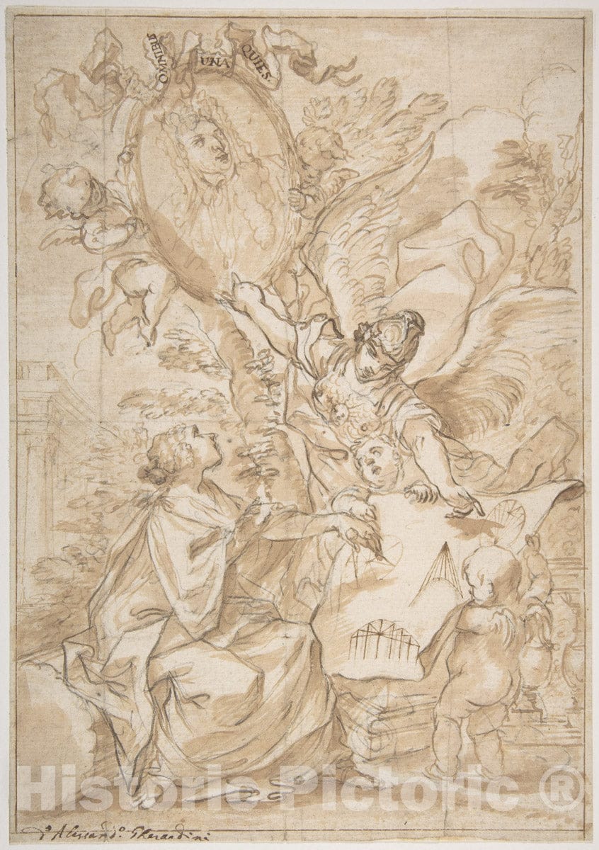 Art Print : Alessandro Gherardini - Allegorical Homage to an Architect (?) : Vintage Wall Art