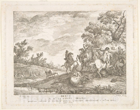 Art Print : Hubert Robert - Clash of The Cavalry : Vintage Wall Art
