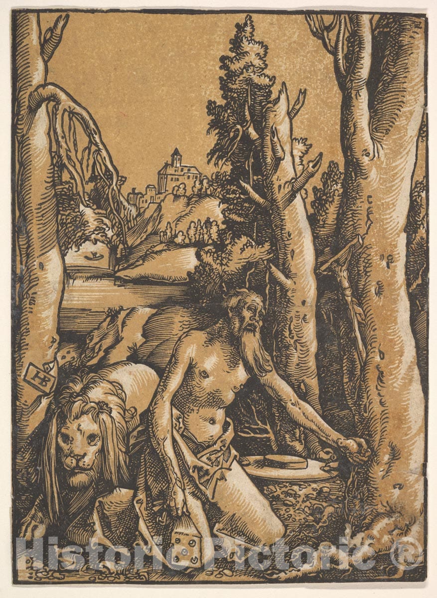 Art Print : Hans Baldung (Called Hans Baldung Grien) - St. Jerome in The Desert 3 : Vintage Wall Art