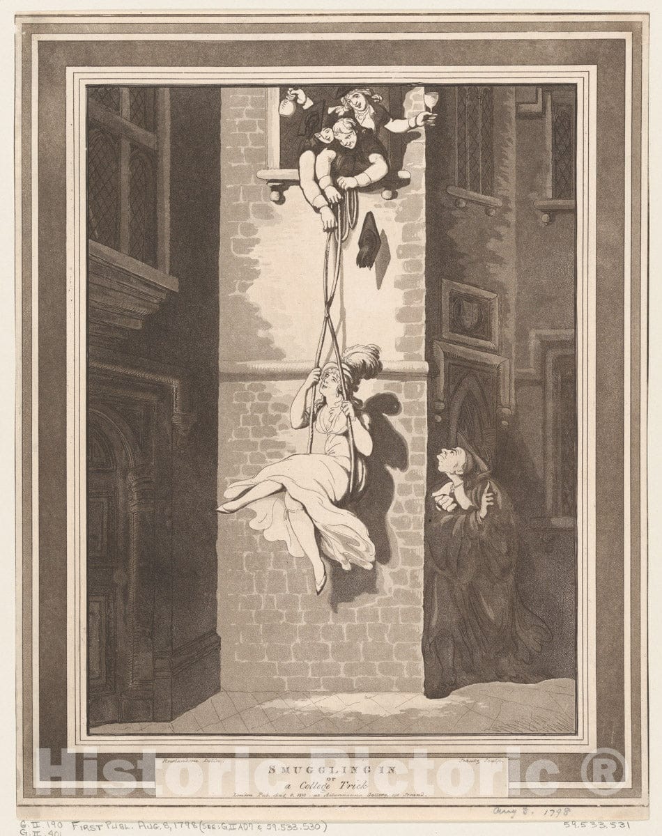 Art Print : Heinrich Joseph Schu?tz - Smuggling in, or A College Trick 1 : Vintage Wall Art