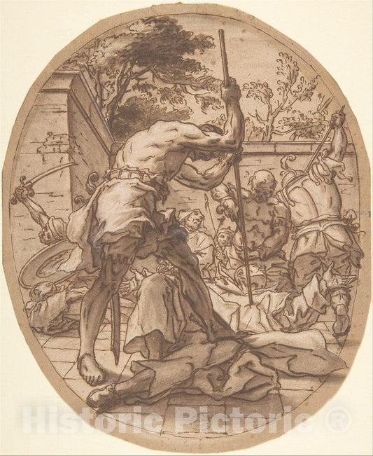 Art Print : Italian, Roman-Bolognese, 17th Century - A Massacre : Vintage Wall Art