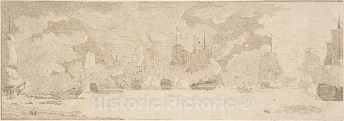Art Print : Dutch, 17th Century - Sea Battle : Vintage Wall Art