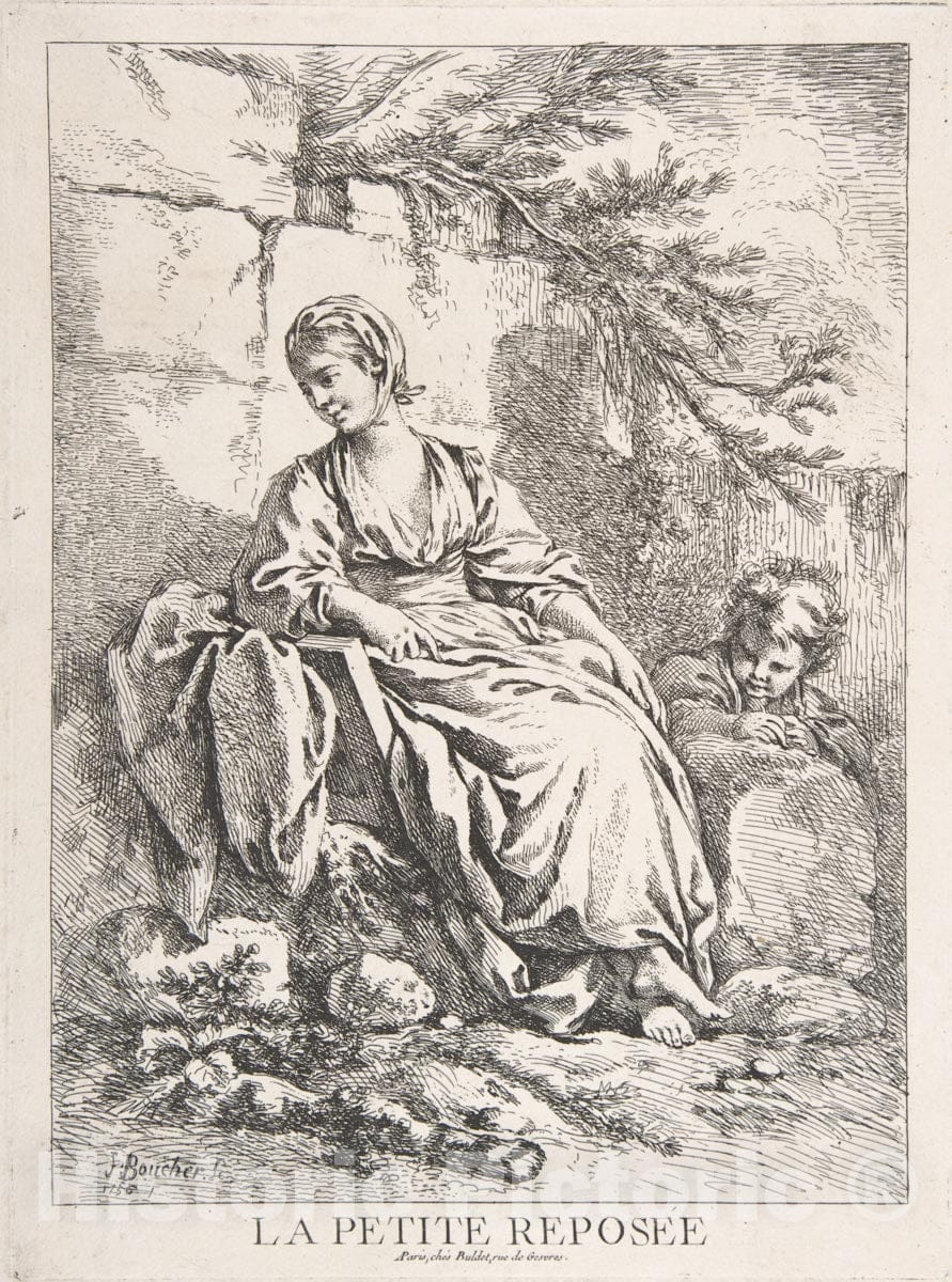 Art Print : François Boucher - The Young Girl Resting : Vintage Wall Art