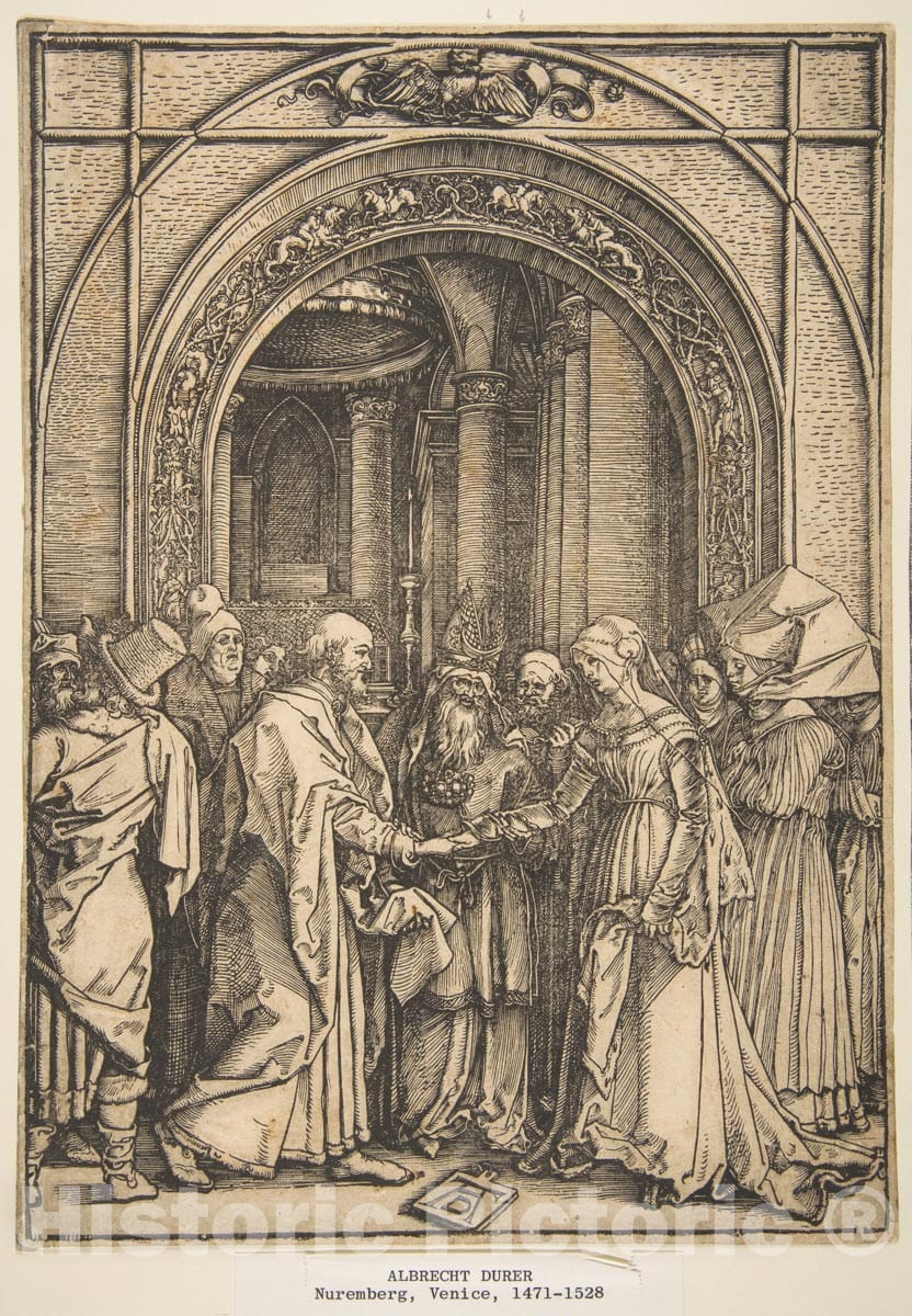 Art Print : Albrecht Dürer - The Betrothal of The Virgin, from The Life of The Virgin - 436842 : Vintage Wall Art