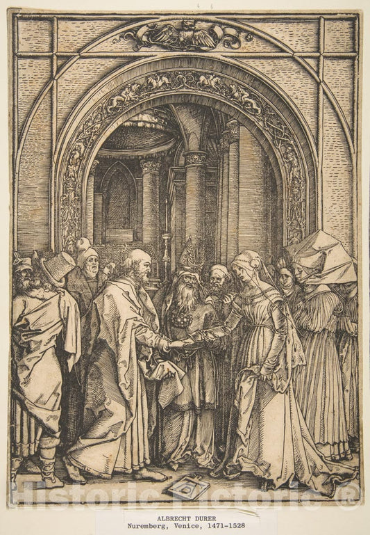 Art Print : Albrecht Dürer - The Betrothal of The Virgin, from The Life of The Virgin - 436842 : Vintage Wall Art
