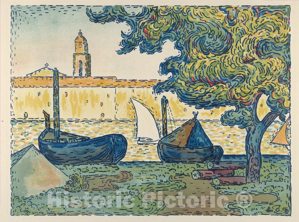 Art Print : Paul Signac - Saint-Tropez (The Port of St. Tropez) : Vintage Wall Art