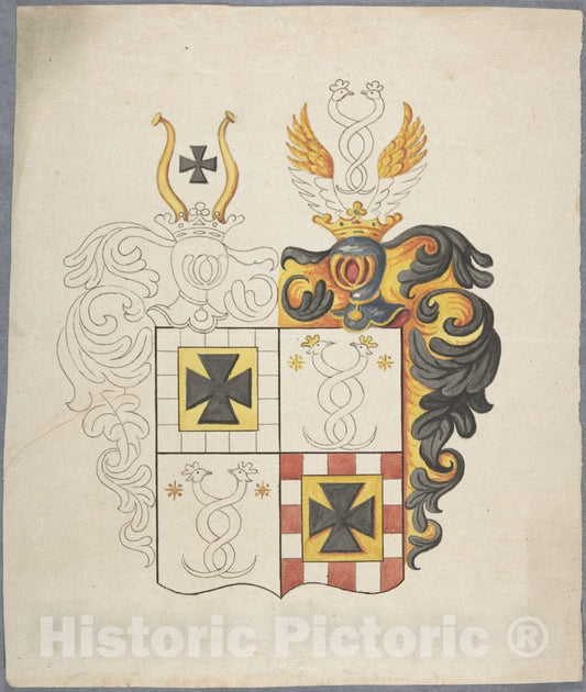 Art Print : 18th Century - Coat of Arms : Vintage Wall Art