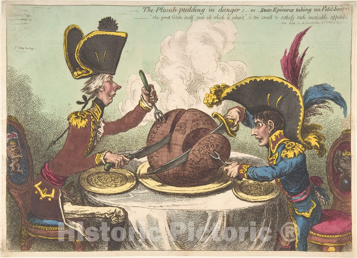 Art Print : James Gillray - The Plumb-Pudding in Danger