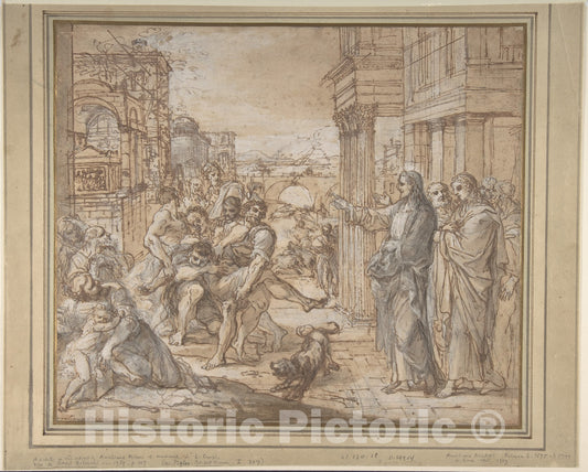 Art Print : Aureliano Milani - Christ Healing a Possessed Man : Vintage Wall Art