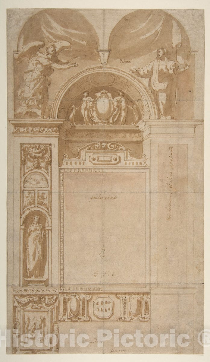 Art Print : Pomarancio (Cristoforo Roncalli) - Design for a Reredos or Frame and Setting for an Altar Fine Art Print -  : Vintage Wall Art
