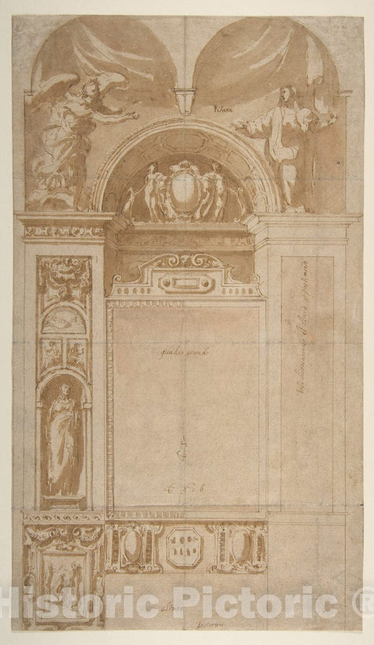 Art Print : Pomarancio (Cristoforo Roncalli) - Design for a Reredos or Frame and Setting for an Altar Fine Art Print -  : Vintage Wall Art