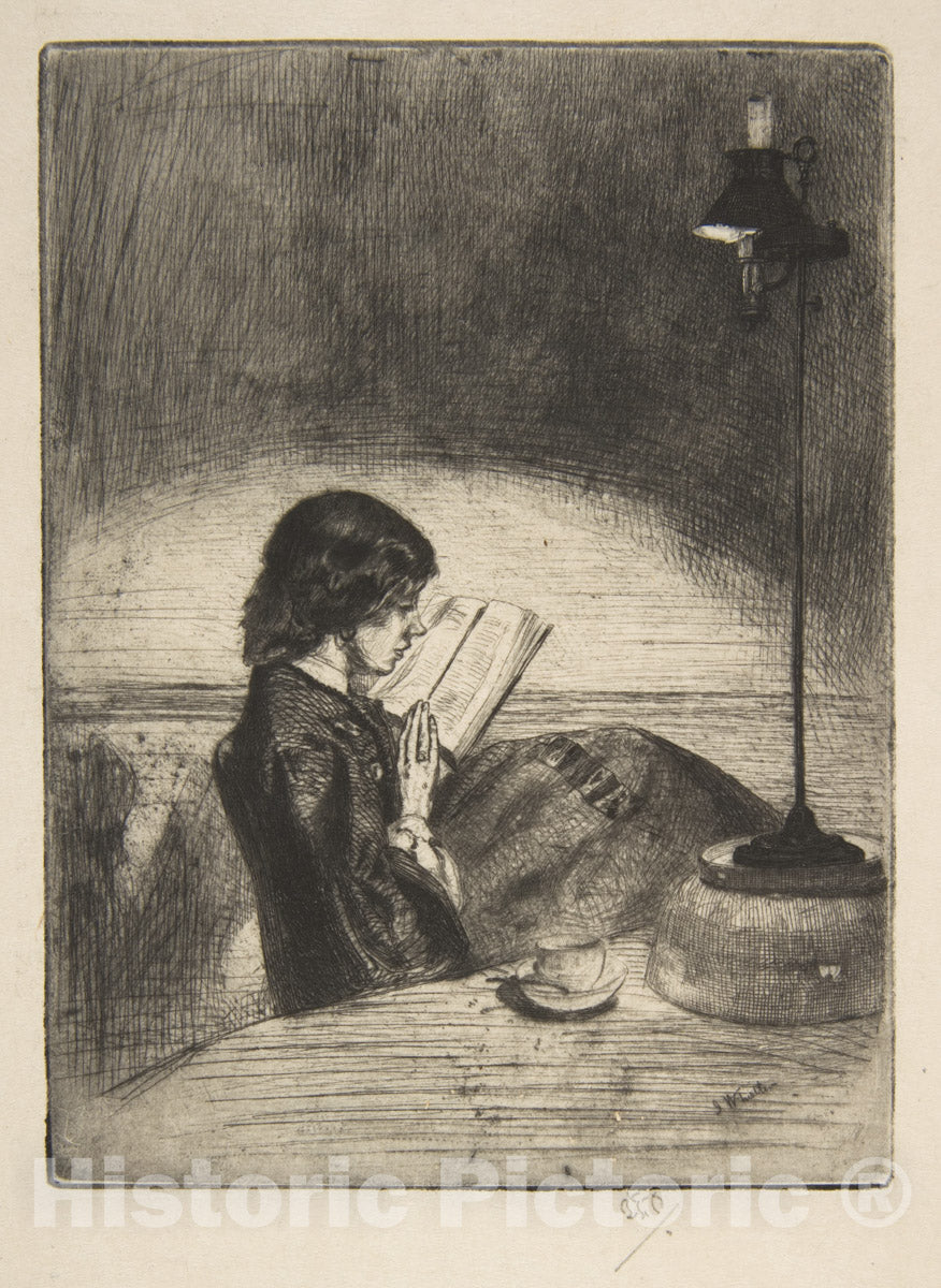 Art Print : James McNeill Whistler - Reading by Lamplight - 436908 : Vintage Wall Art