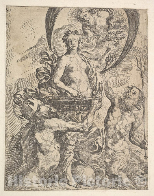 Art Print : Pierre Brebiette - Jupiter, Pluto, and Neptune Offering Their Riches to Fortune : Vintage Wall Art