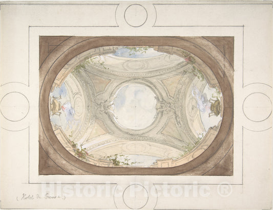 Art Print : Jules-Edmond-Charles Lachaise - Design for Trompe L'Oeil Ceiling for Dining Room, Hôtel de Trévise 2 : Vintage Wall Art