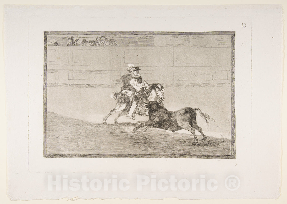 Art Print : Plate 13 of The 'Tauromaquia' - Artist: Goya - Created: 1816 : Vintage Wall Art