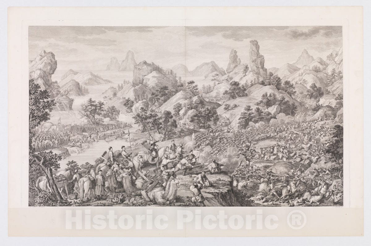 Art Print : Jacques Philippe Le Bas - The Lifting of The Siege of The Black River Camp : Vintage Wall Art
