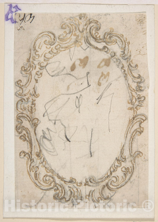 Art Print : Giovanni Battista Foggini - Design for a Cartouche : Vintage Wall Art