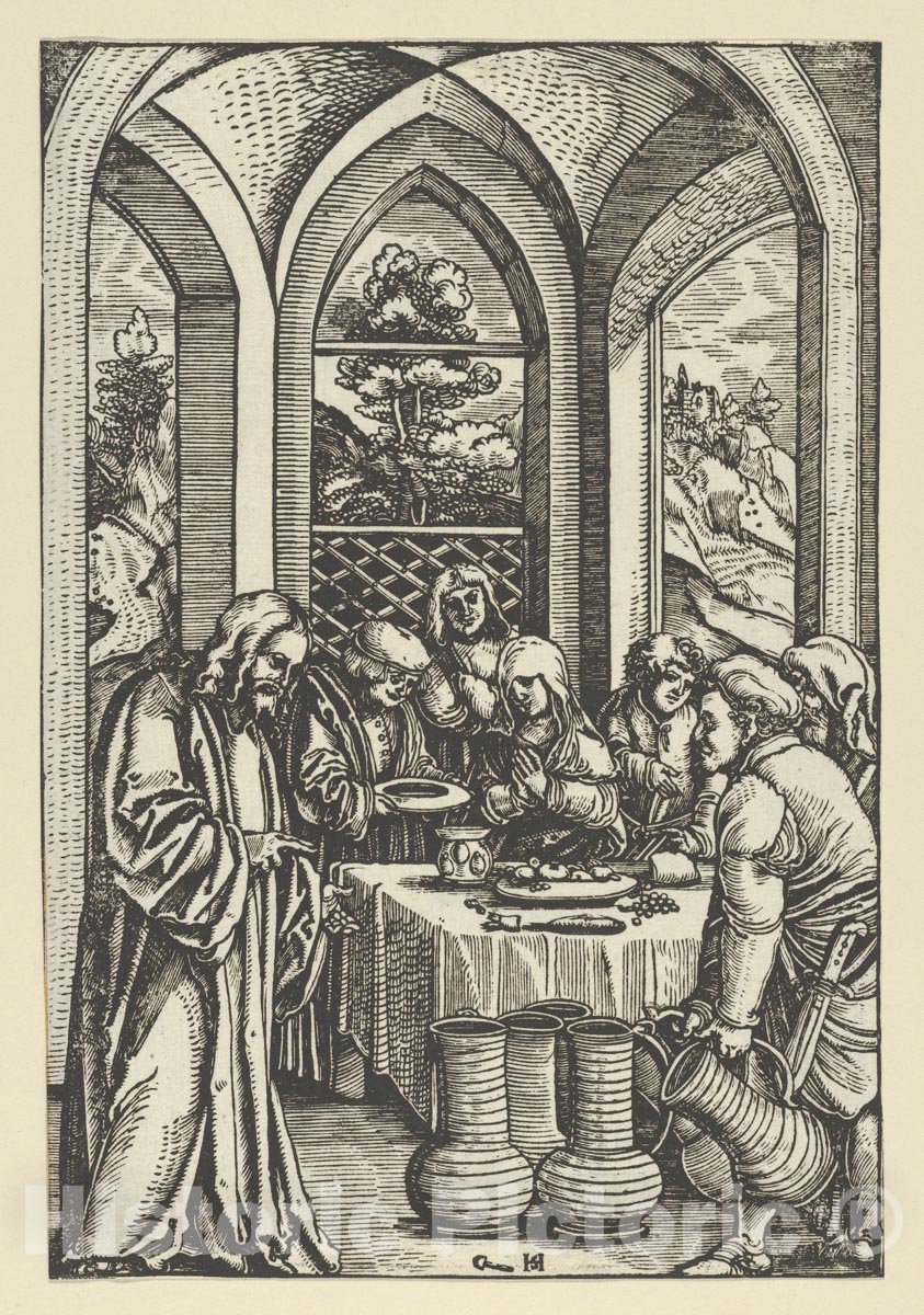 Art Print : Hans Schäufelein - The Wedding at Cana, from The Life of Christ 2 : Vintage Wall Art