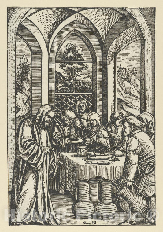 Art Print : Hans Schäufelein - The Wedding at Cana, from The Life of Christ 2 : Vintage Wall Art