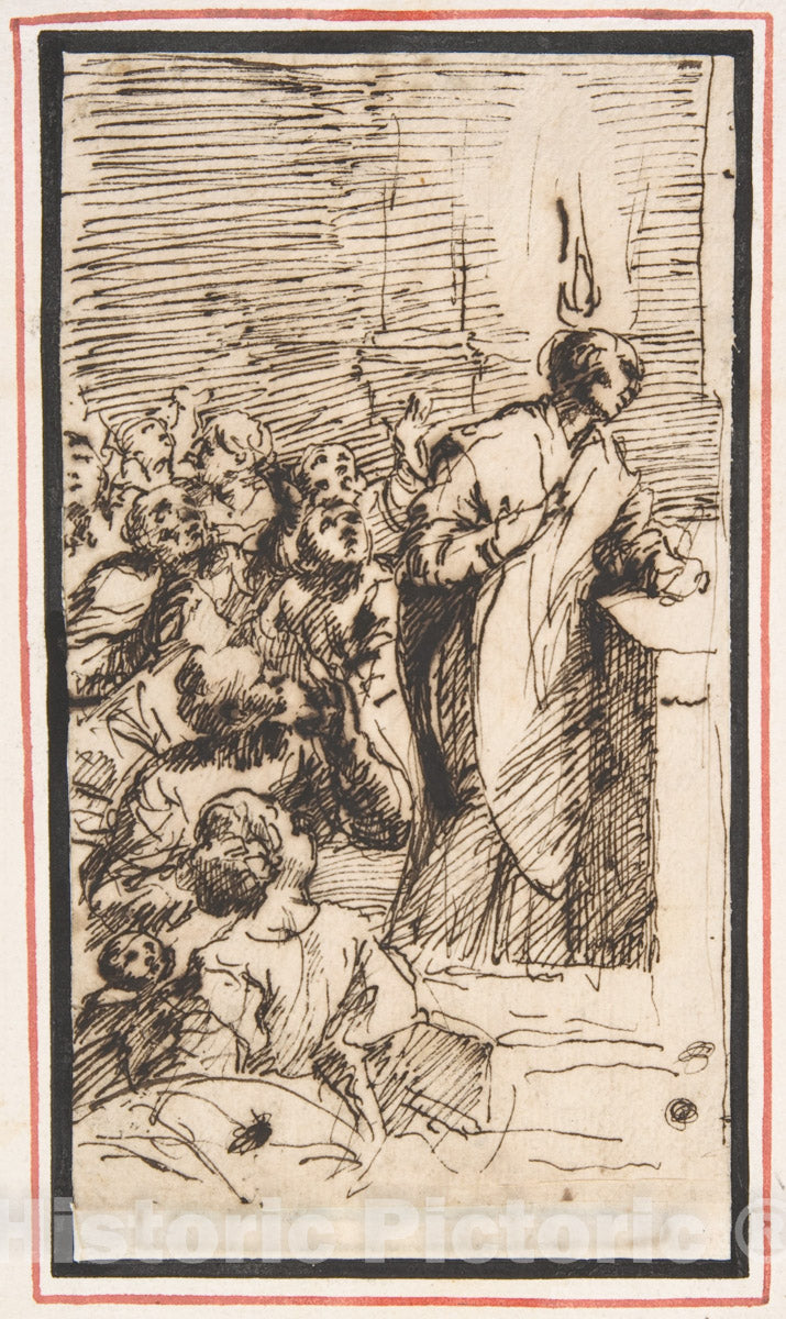 Art Print : Giovanni Lanfranco - The Miraculous Mass of Saint Martin of Tours with The Apparition of a Ball of Fire Above His Head : Vintage Wall Art