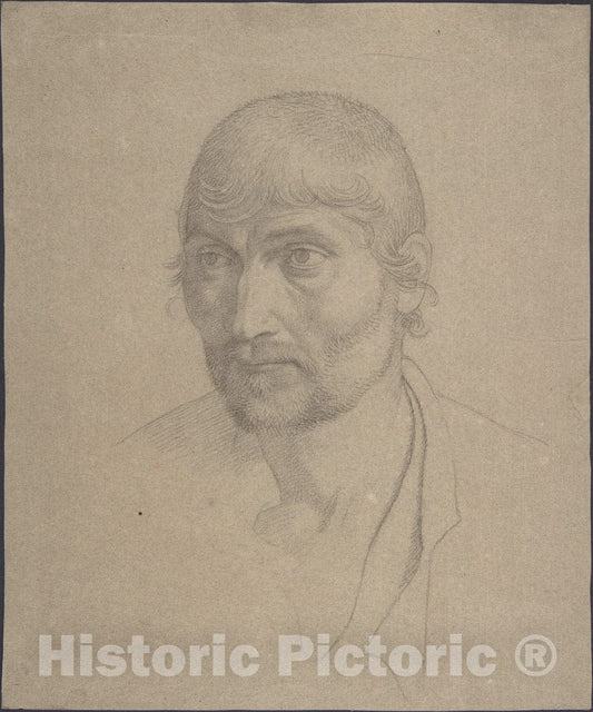 Art Print : Johann Friedrich Overbeck - Head of a Bearded Man : Vintage Wall Art