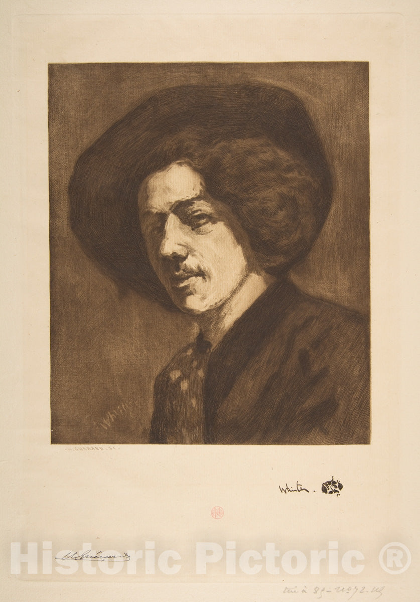 Art Print : Henri-Charles Guérard - Whistler's Portrait of Himself - 437056 : Vintage Wall Art