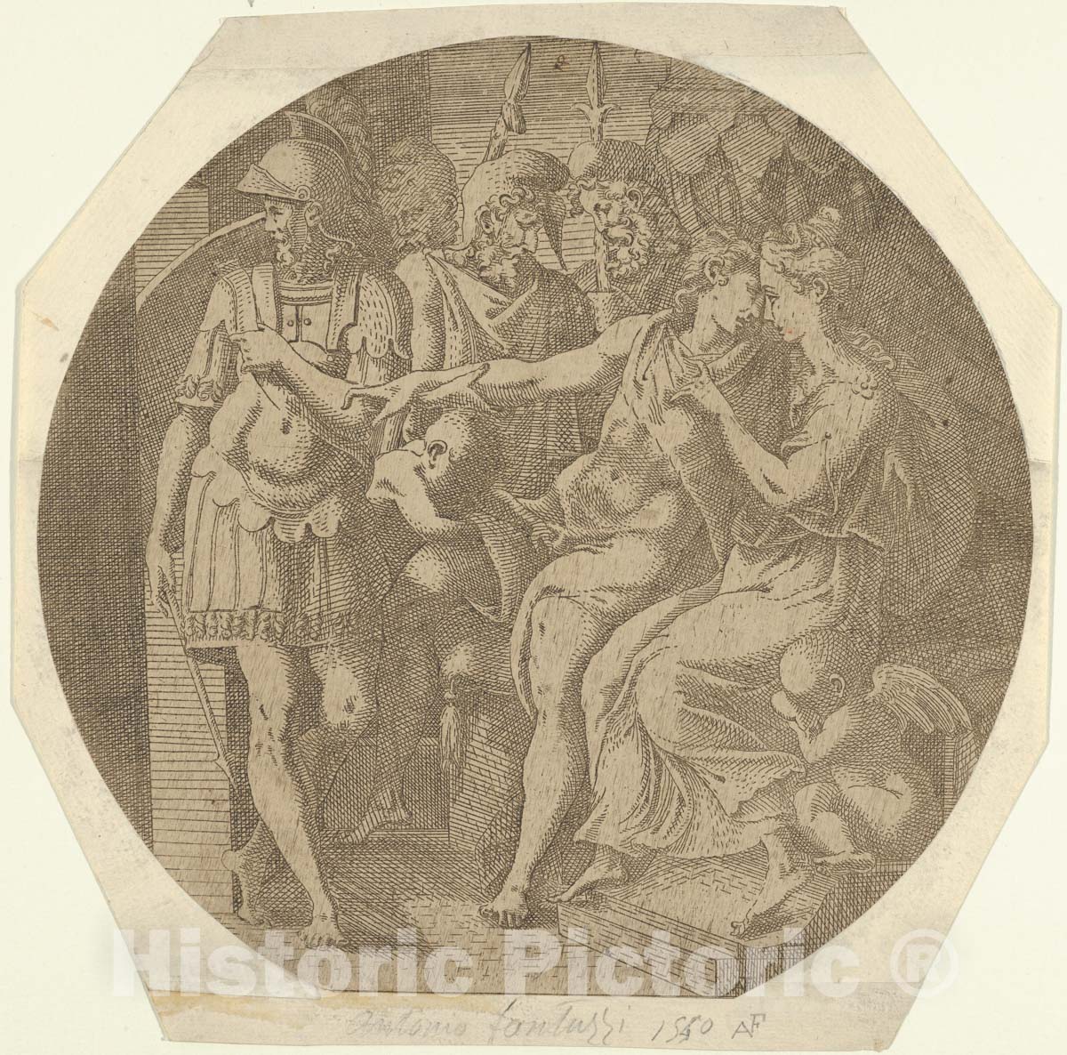 Art Print : Antonio Fantuzzi - Achilles Bidding Farewell to The Daughters of Lycodemus : Vintage Wall Art