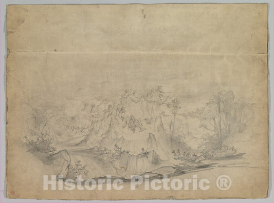 Art Print : Eugène Cicéri - Design for a Stage Set 7 : Vintage Wall Art