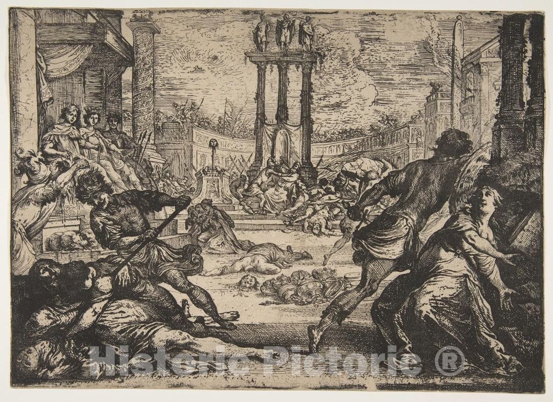 Art Print : Claude Vignon - A Massacre by The Triumvirate : Vintage Wall Art