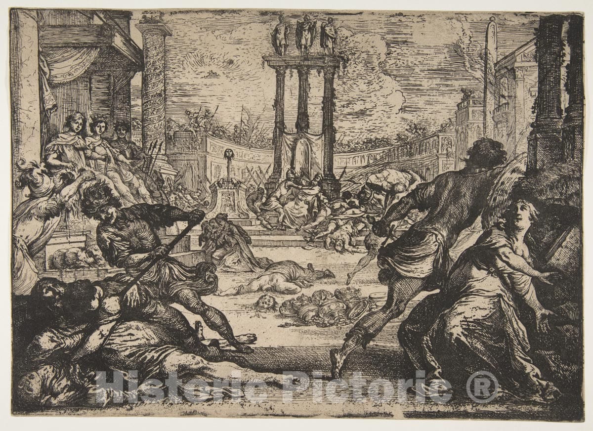 Art Print : Claude Vignon - A Massacre by The Triumvirate : Vintage Wall Art