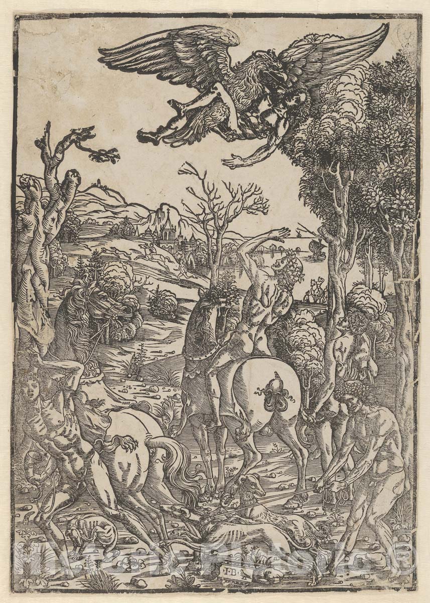 Art Print : Giovanni Battista Palumba - Zeus as an Eagle, abducting Ganymede 1 : Vintage Wall Art