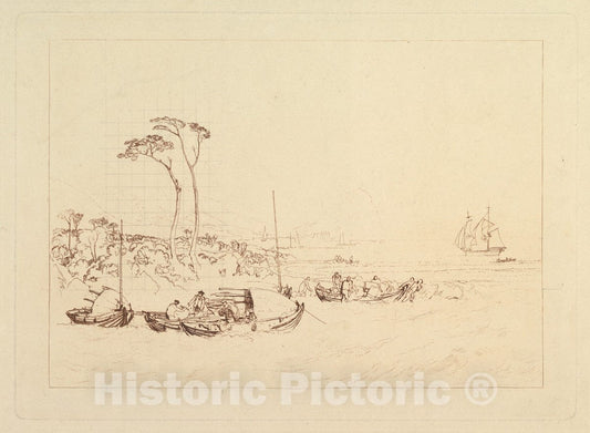 Art Print : Designed and Etched by Joseph Mallord William Turner - Inverary Castle and Town, Scotland (Liber Studiorum, Part XIII) : Vintage Wall Art