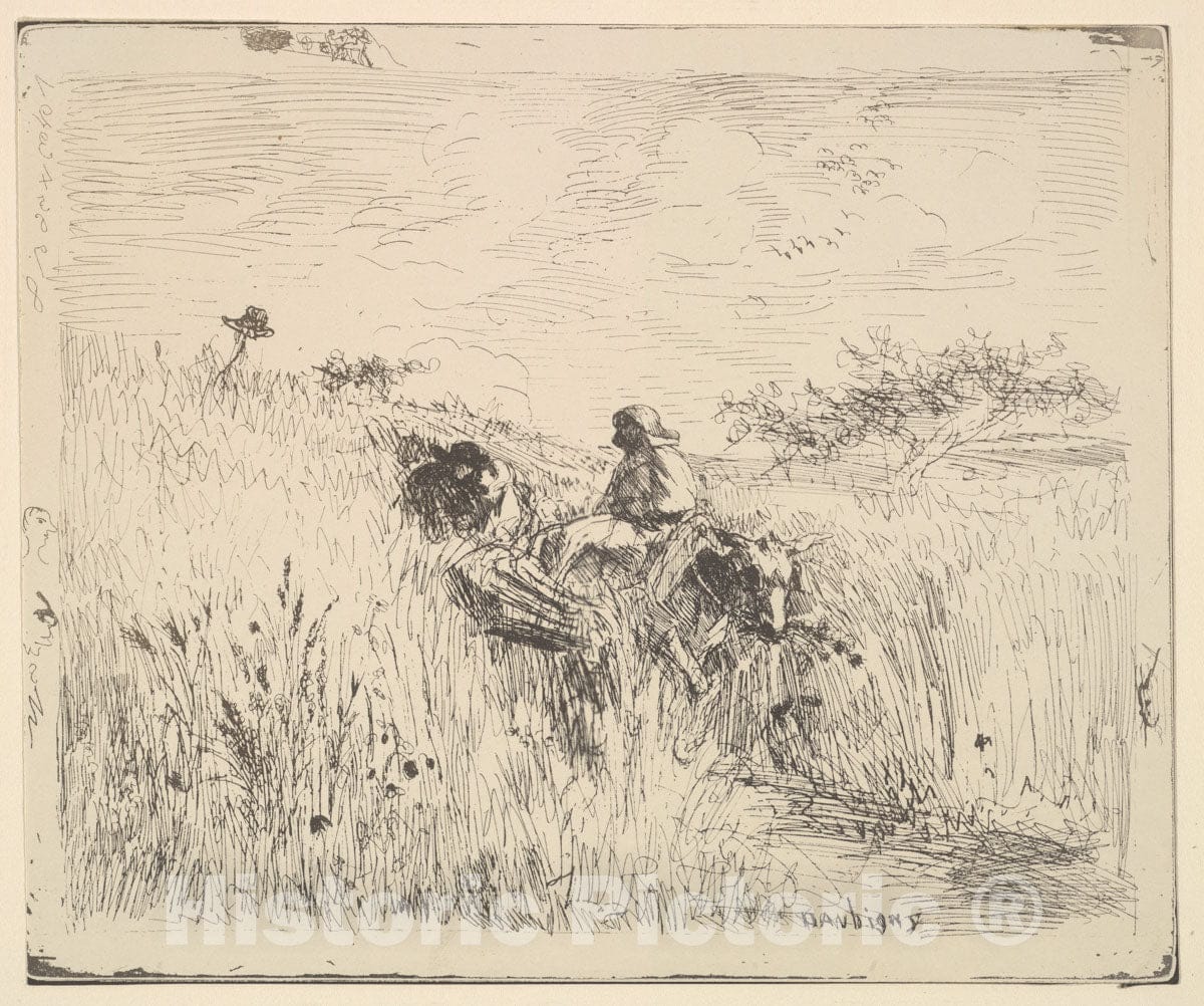 Art Print : Charles-François Daubigny - The Path in The Wheatfield (Sentier Dans les Blés) : Vintage Wall Art