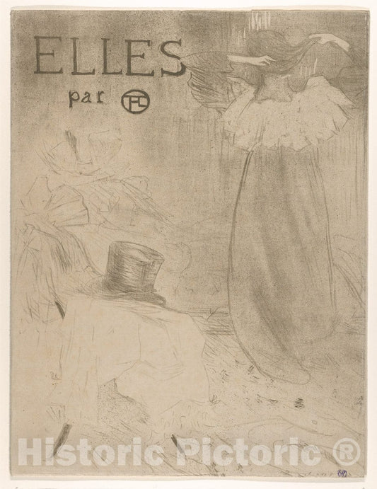 Art Print : Henri de Toulouse-Lautrec - Elles (Portfolio Cover) - 437139 : Vintage Wall Art