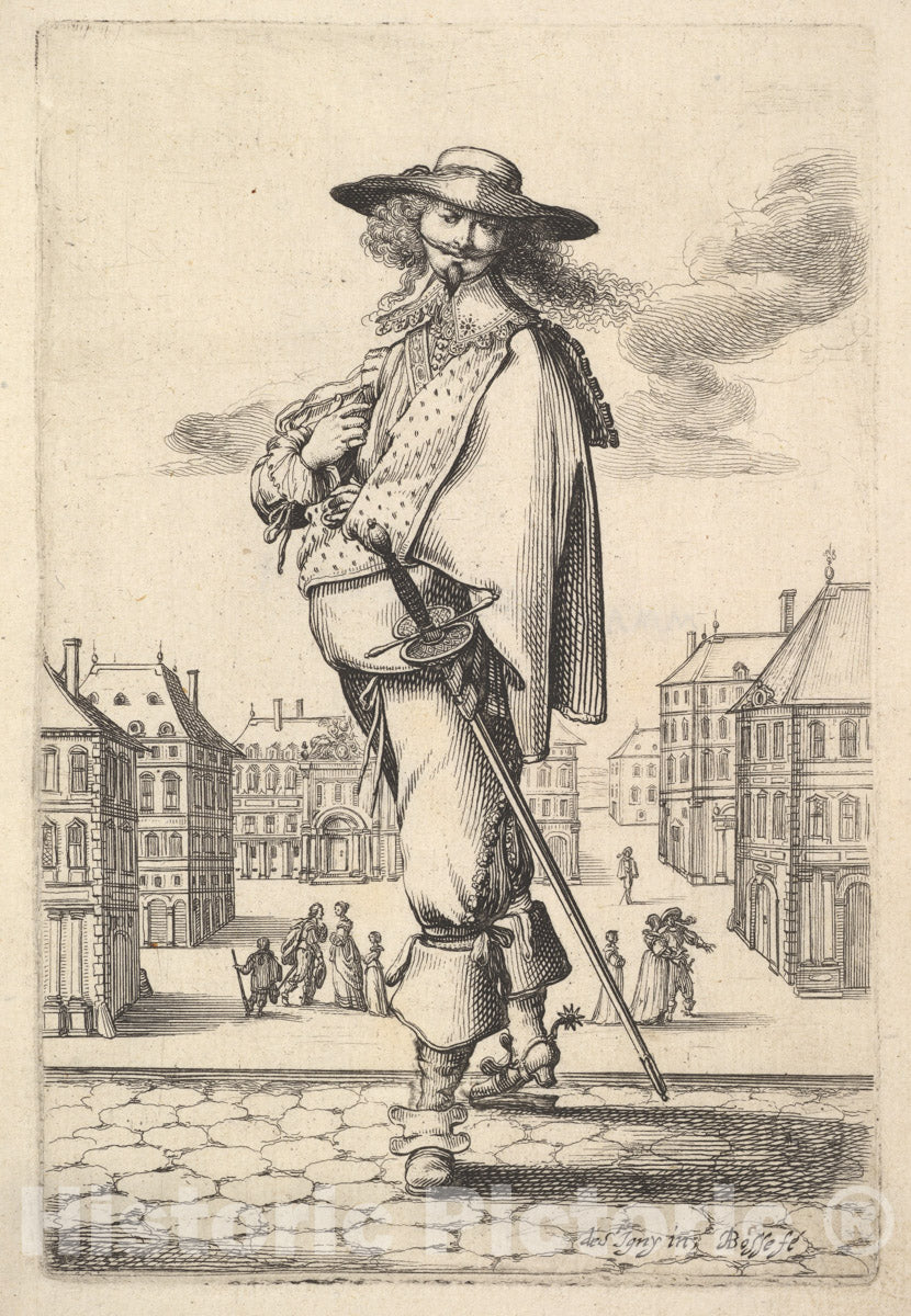 Art Print : A Gentleman - Artist: Abraham Bosse - Created: 1629 : Vintage Wall Art