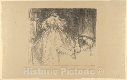 Art Print : Charles Haslewood Shannon - Biondina (The Woman with Cats/La Femme aux Chats) : Vintage Wall Art