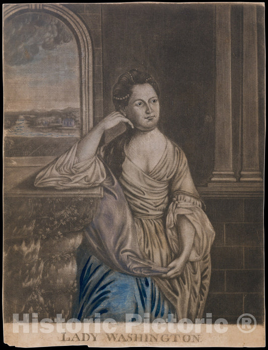 Art Print : Possibly Engraved by Joseph Hiller, Sr. - Lady Washington : Vintage Wall Art