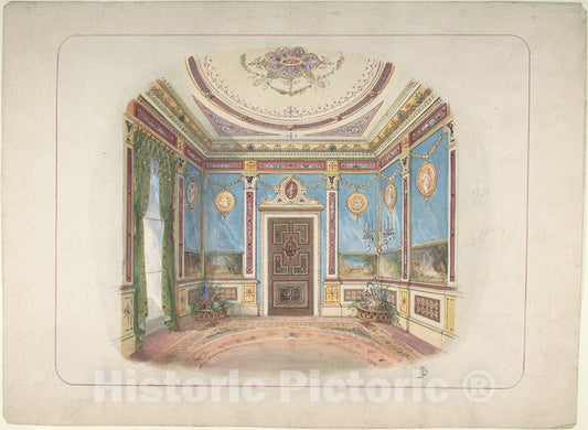 Art Print : Designed by John Dibblee Crace - Design for a Room : Vintage Wall Art