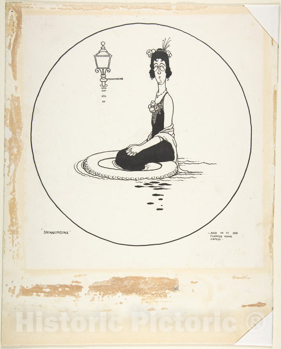 Art Print : William Heath Robinson - and in it She Floated Home Safely: Skinnemelink, Topsy-Turvy Tales : Vintage Wall Art