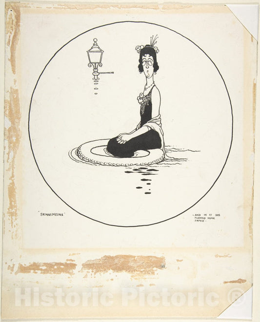 Art Print : William Heath Robinson - and in it She Floated Home Safely: Skinnemelink, Topsy-Turvy Tales : Vintage Wall Art