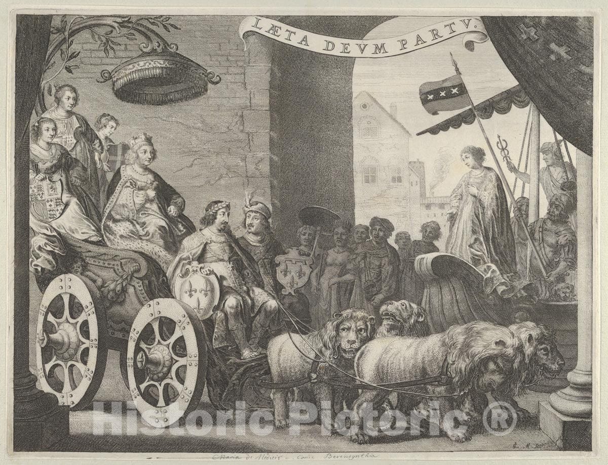 Art Print : Pieter Nolpe - Plate 5a: Marie de Medici as Berecynthia, from Caspar Barlaeus,Medicea Hospes : Vintage Wall Art