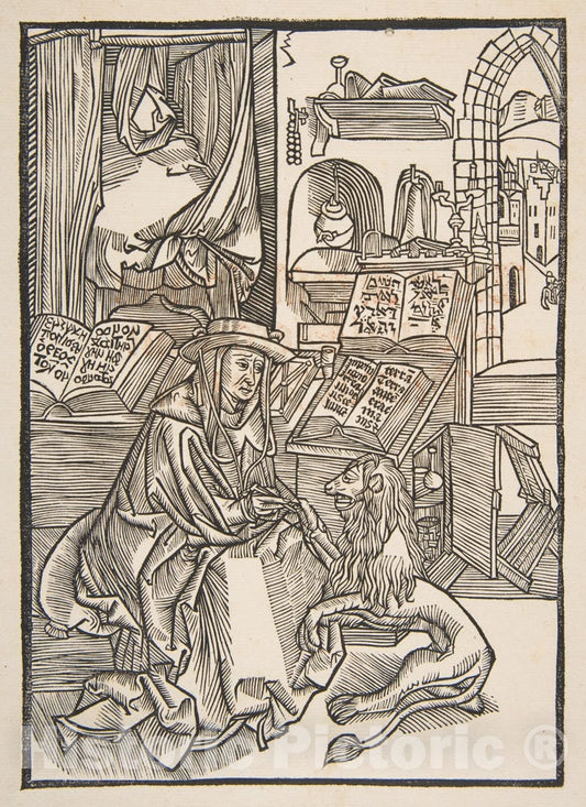 Art Print : Albrecht Dürer - Saint Jerome Extracting a Thorn from The Lion's Foot, Lyons 1508 (Copy) : Vintage Wall Art