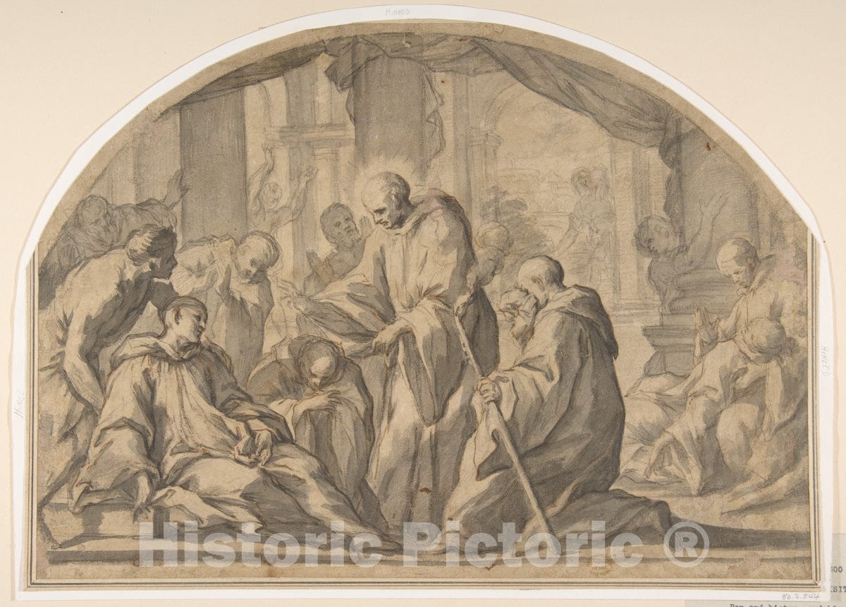 Art Print : Andrea Sacchi - A Carthusian Saint Visiting The Plague Stricken : Vintage Wall Art