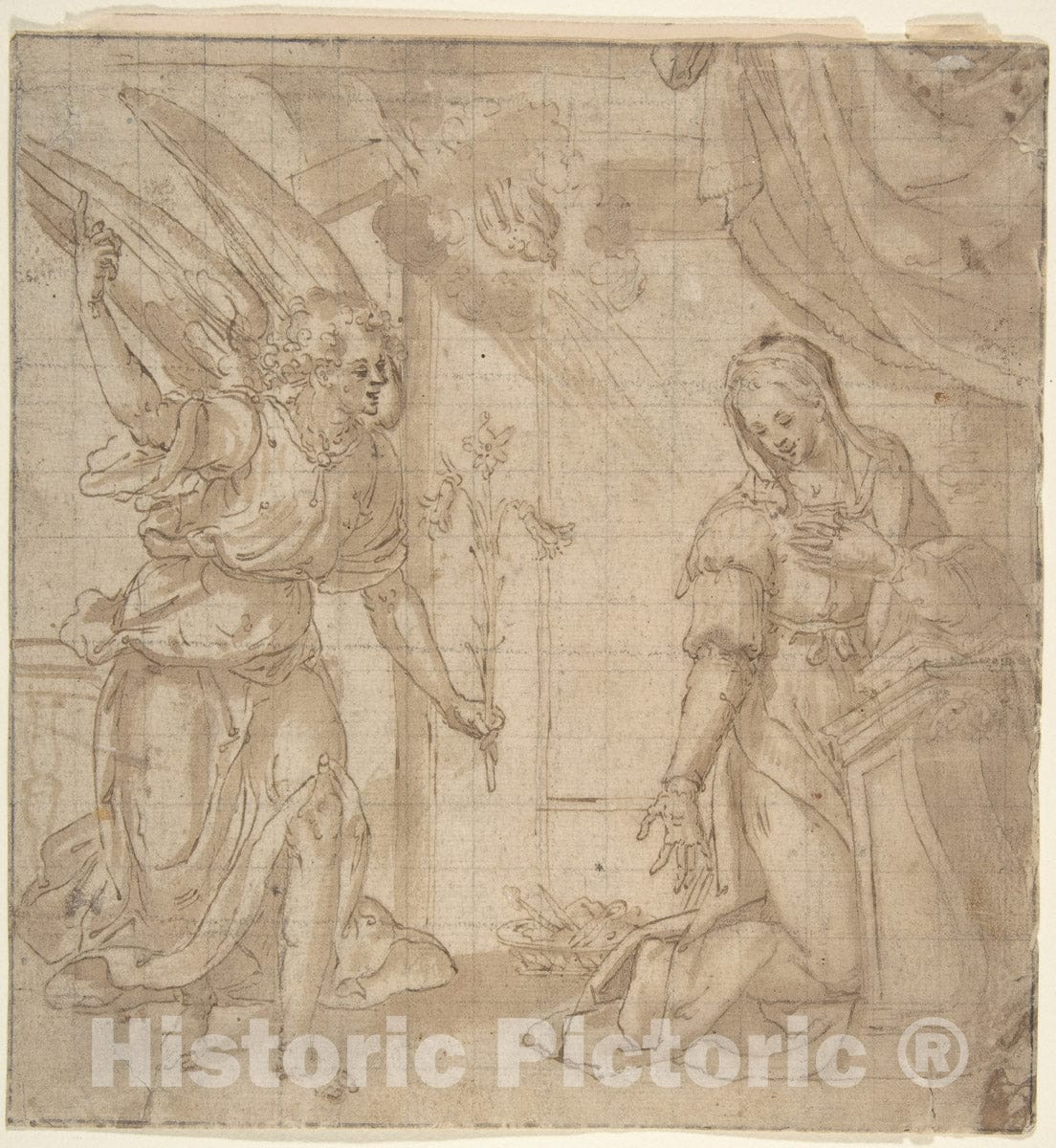 Art Print : Marchigian Artist Near Filippo Bellini - Annunciation. : Vintage Wall Art
