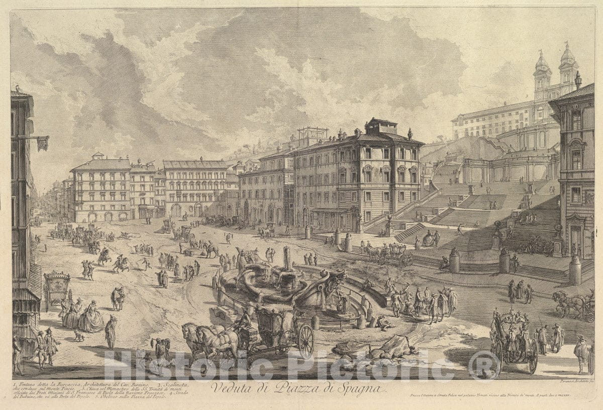 Art Print : Giovanni Battista Piranesi - The Piazza di Spagna (Veduta di Piazza di Spagna) : Vintage Wall Art