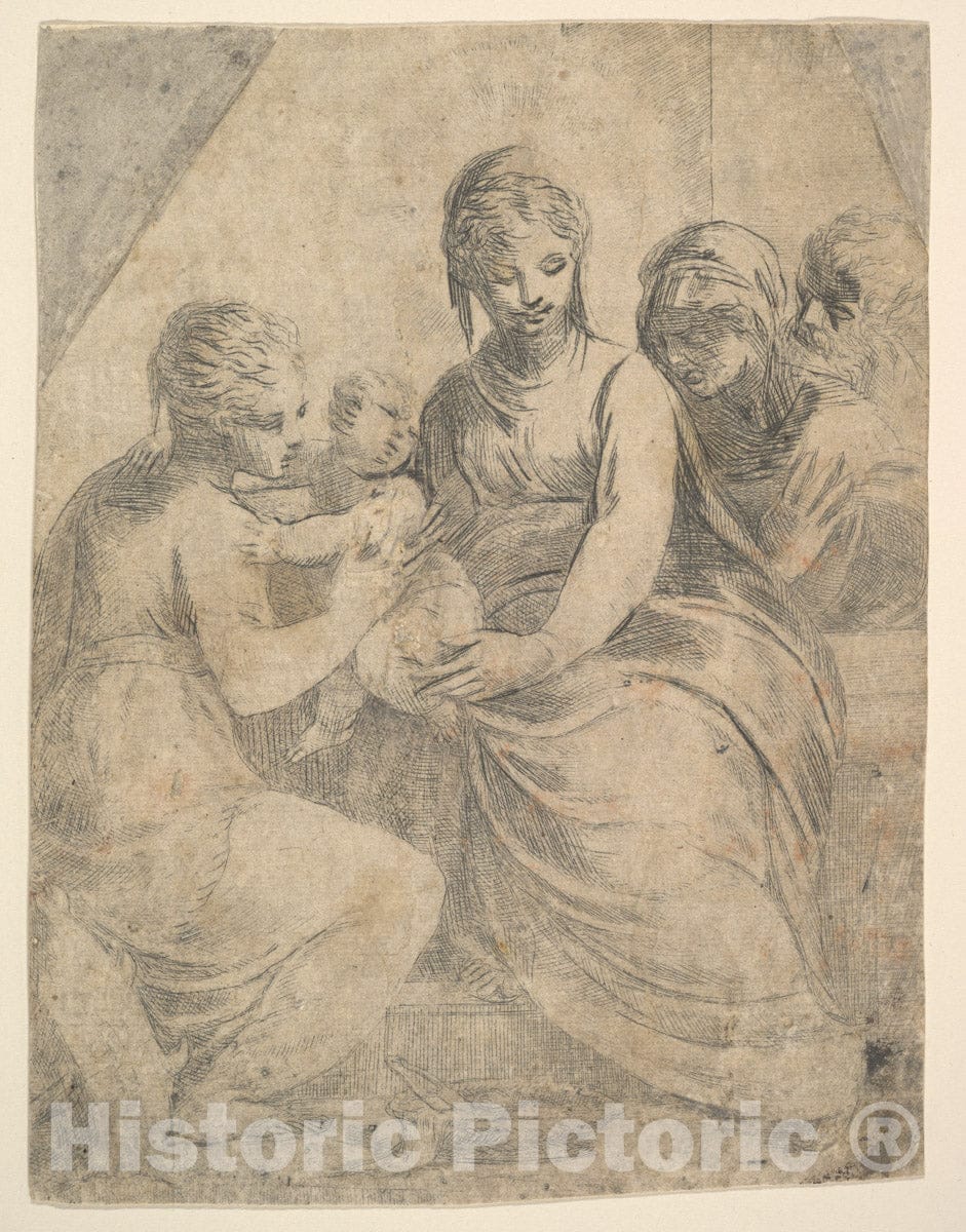 Art Print : Andrea Schiavone (Andrea Meldola) - The Virgin and Child accompanied by Saints 1 : Vintage Wall Art