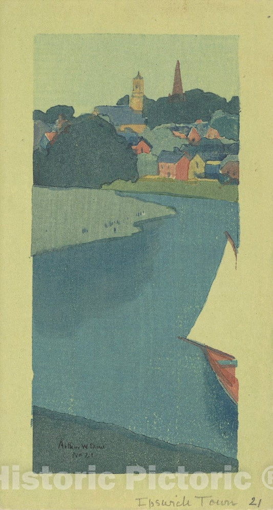 Art Print : Arthur Wesley Dow - Ipswich Town, or Harbor Scene : Vintage Wall Art