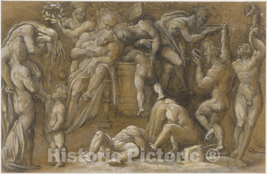 Art Print : Amico Aspertini - Bacchanalian Scene : Vintage Wall Art