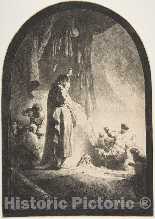 Art Print : Rembrandt (Rembrandt Van Rijn) - The Raising of Lazarus: The Larger Plate : Vintage Wall Art