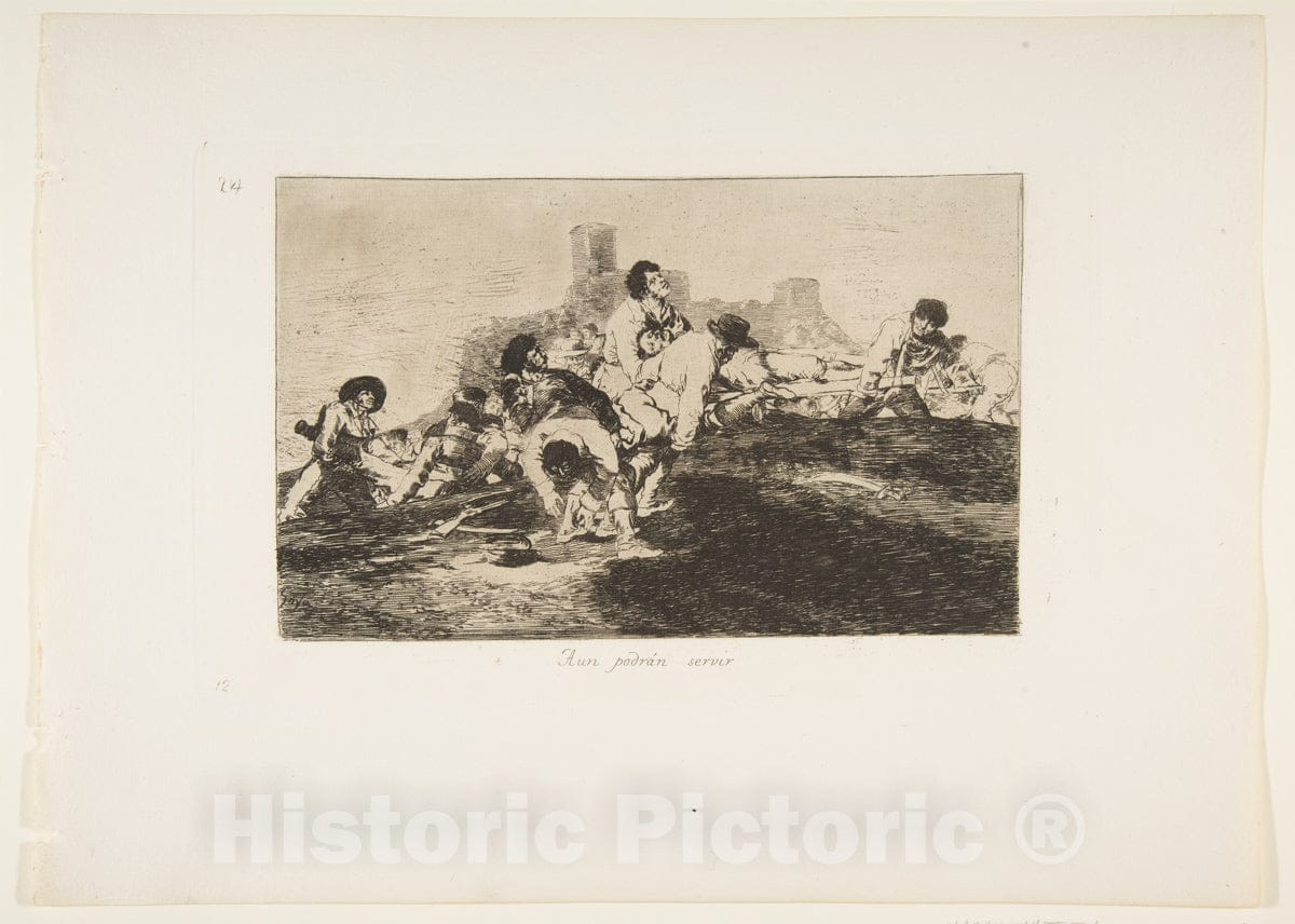 Art Print : Goya - Plate 24 from 'The Disasters of War' (Los Desastres de la Guerra):' They can Still be of use' (Aun podrán servir) : Vintage Wall Art